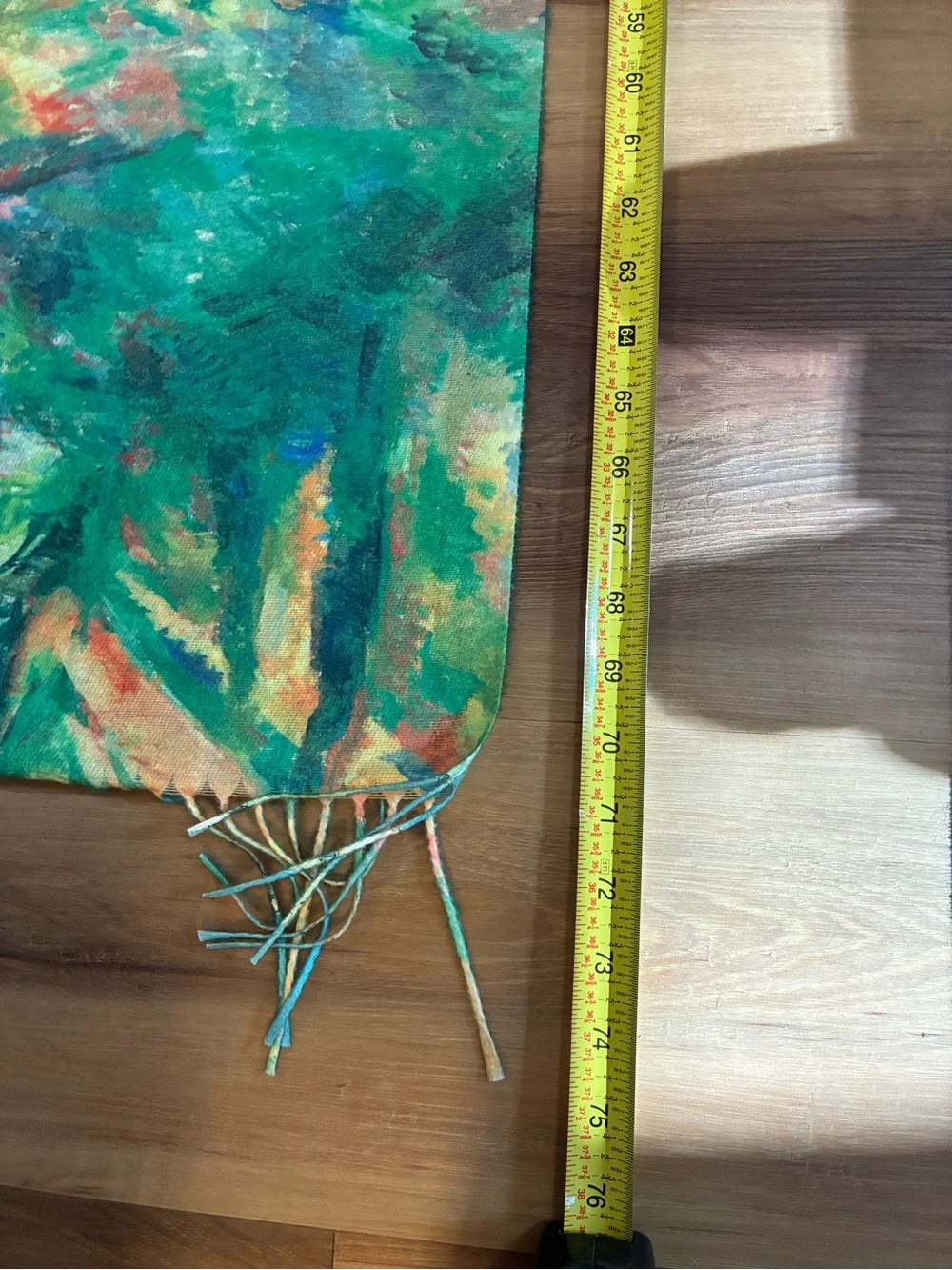 Art print double sided scarf Cézanne’s & Van Gogh tassel fringe Colorful NWOT